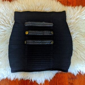 Akira bodycon black mini skirt leather and brass